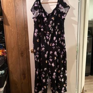 Lane Bryant - Black Flowered Jumpsuit